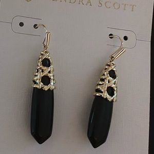 Kendra Scott Natalie Gold Drop Earrings Black